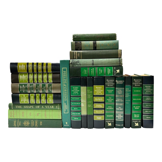 Green Decorative Books for Staging Library - Set of 22 For Sale