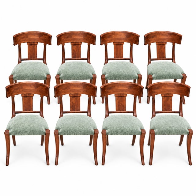 Mid Century Style Solid Walnut Klismos Dining Chairs. Set of 8 For Sale In San Diego - Image 6 of 6