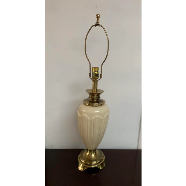 Stiffel Porcelain Lamp with Solid Brass Base and Beautiful Design Detail. Stiffel lamps are known for their exceptional...