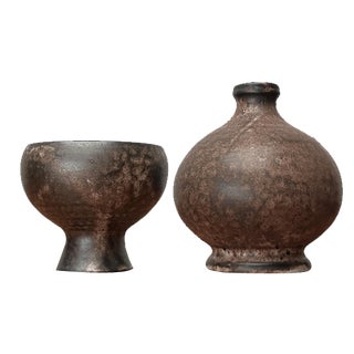 Mid-Century German Studio Pottery Vase and Bowl by Monika Maetzel, 1960s, Set of 2 For Sale
