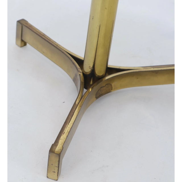 Metal Mid 20th Century Round Marble Top Tripod Brass Base Legs Butler Side Table For Sale - Image 7 of 11