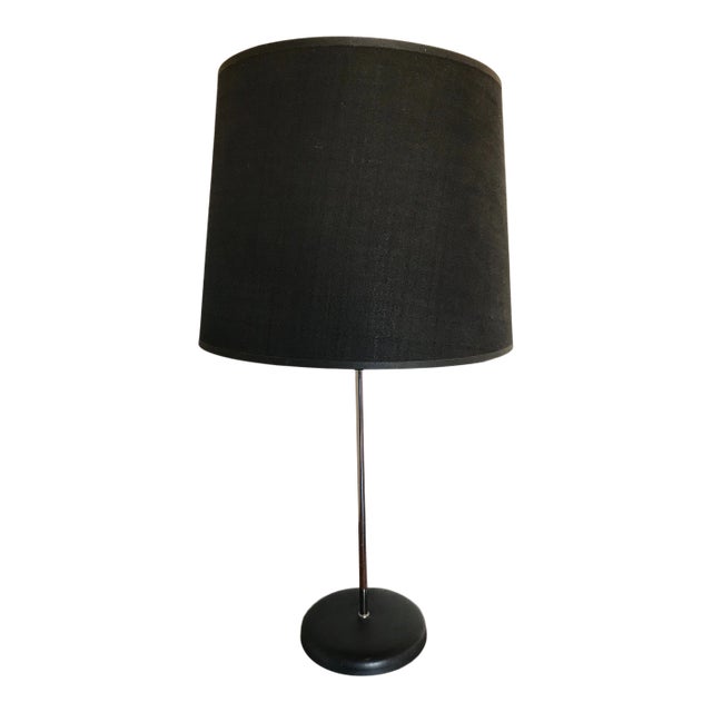 1970s George Kovacs Chromed and Black Table Lamp With Original Black Shade For Sale