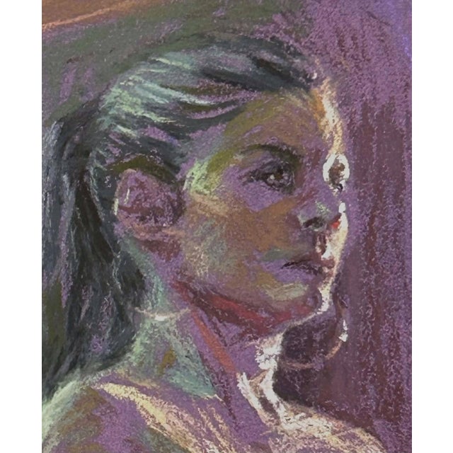 Sara's Morning by Lisa Fricker | Pastel On Sandpaper Portrait of a woman in profile For Sale - Image 4 of 5