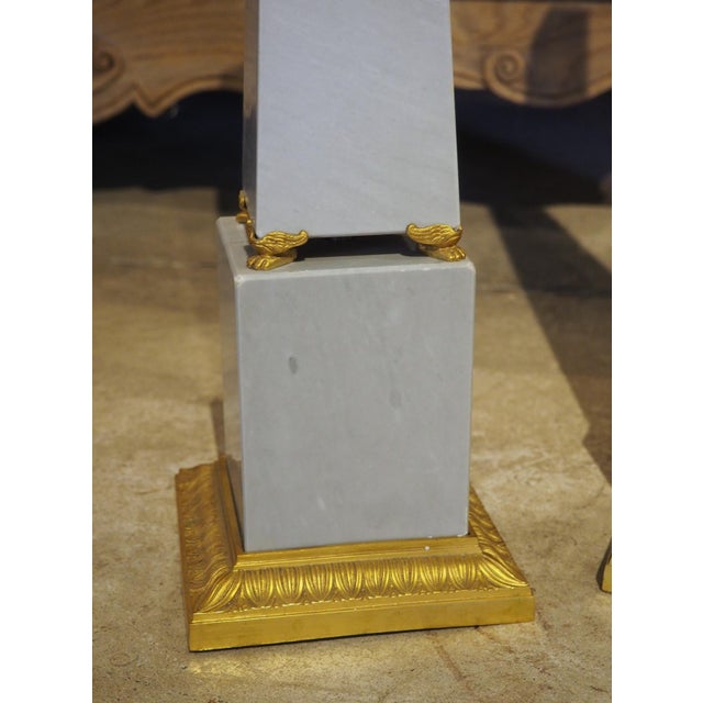 Gray Pair of French Empire Style Blue Turquin Marble Obelisks, Early 1900s For Sale - Image 8 of 18