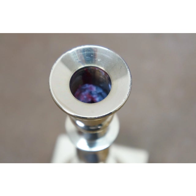 Vintage Colonial Style Solid Brass Candlesticks Candle Holders- a Pair For Sale - Image 9 of 13