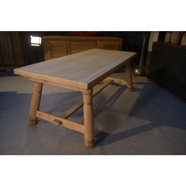 1960s Brutalist Farm Table in Pine by Georges Robert, 1960s For Sale - Image 5 of 10