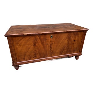 Antique Orange Flame Grain Paint Decorated Blanket Chest, Pennsylvania, Circa 1840’s For Sale