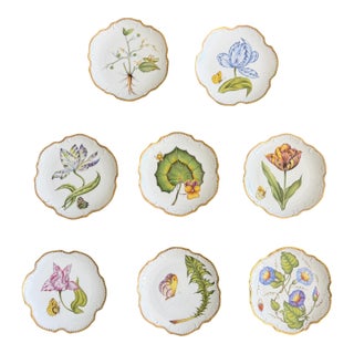 Set of 8 Hand-Painted Anna Weatherley Bread & Butter Plates 6" From Treasure Garden, Morning Glory, Green Leaf or Old Master Tulips Collection For Sale