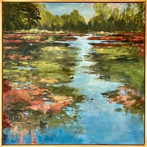 Contemporary Impressionistic Landscape Painting, "Morning Solitude" by Karen Zazon