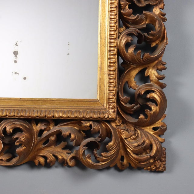 Gold Baroque Style Carved and Gilded Mirror For Sale - Image 8 of 10