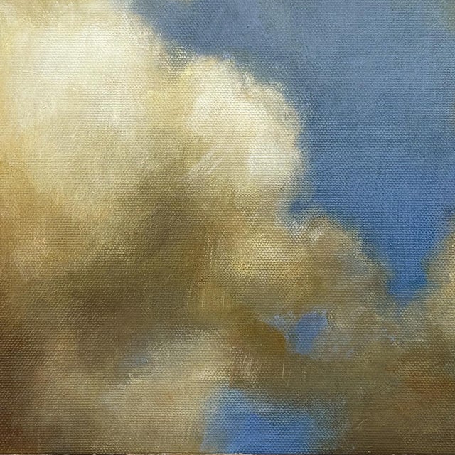 Contemporary Contemporary " Cobalt Blue Sky" Oil Painting in Vintage Painted Frame For Sale - Image 3 of 6