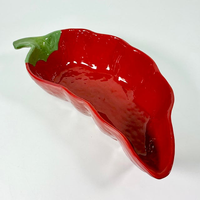 1980s Vintage Boho Chic Southwestern Red Jalapeño Pepper Serving Bowl. For Sale - Image 11 of 11