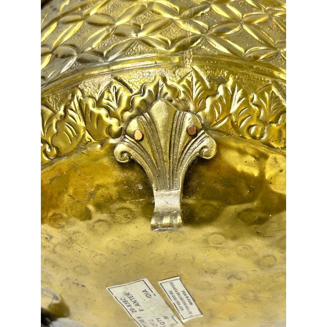 Metal Hollywood Regency Embossed Brass Cachepot Planter Champagne Bucket For Sale - Image 7 of 8