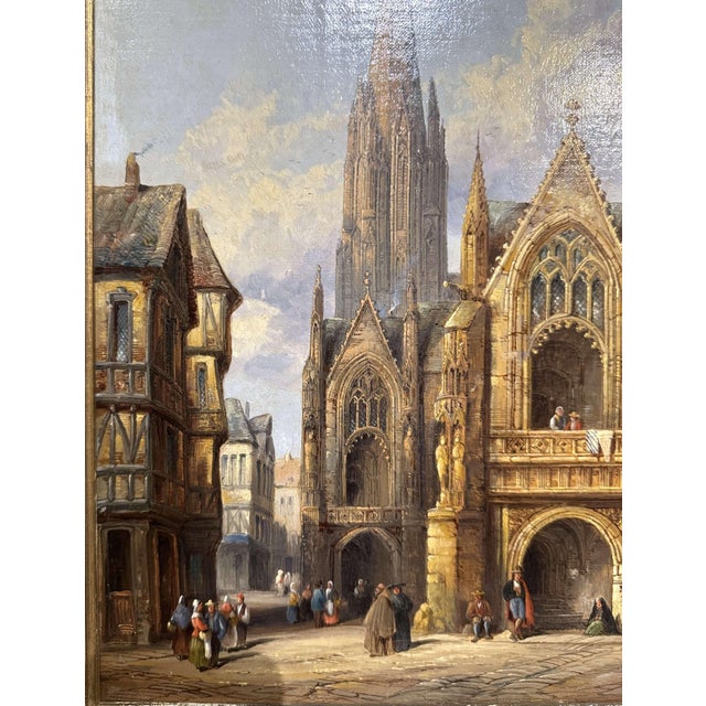 Pair 19th Century European Townscape Oil Paintings by H. Schafer For Sale - Image 12 of 15