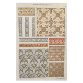 Colorful Decorator Sheet - Border Designs C. 1900 For Sale