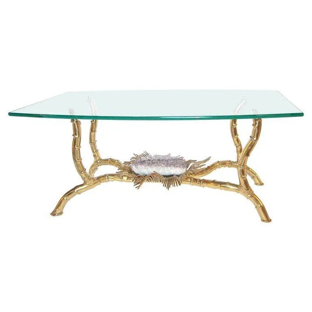 1970s Hollywood Regency Jacques Duval Brasseur Style Brass Coffee Table For Sale - Image 10 of 10