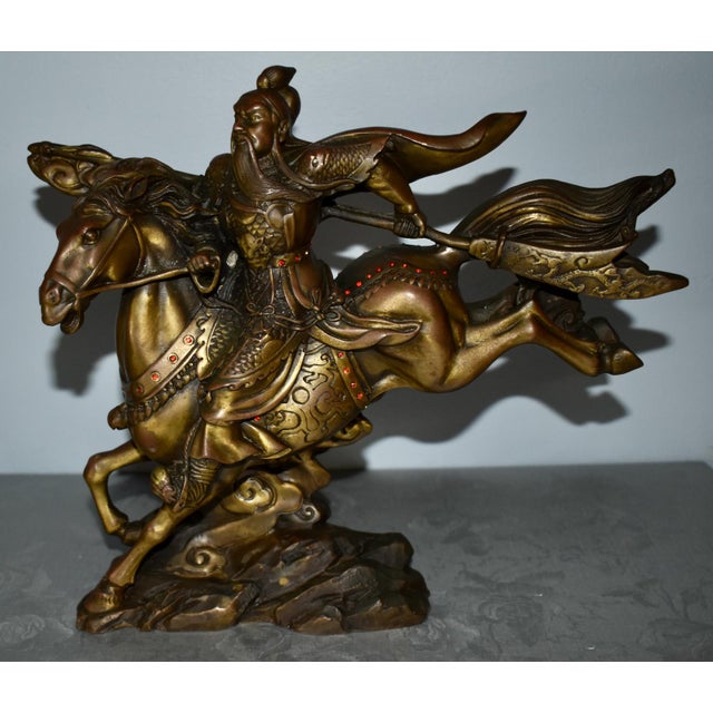 Vintage (1950's) Chinese Warrior on Horse is Chinese. This Figurine has Great Detail and is Top Quality. Solid Bronze...