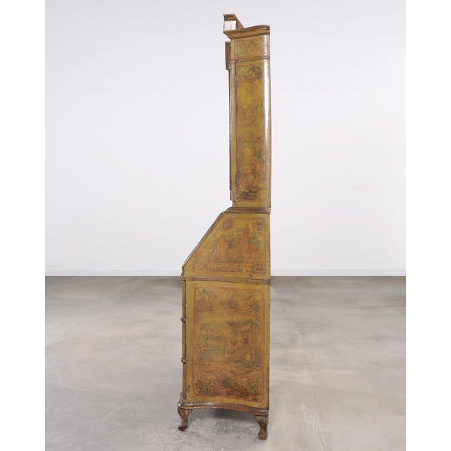 Wood 19th Century Venetian Lacquer Painted Secretary Bookcase Desk For Sale - Image 7 of 18