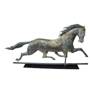 Antique American Large Gilt Copper Horse Weathervane For Sale