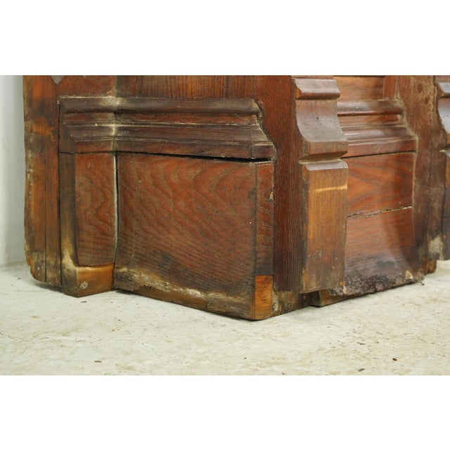 Antique Victorian Burl Veneer Paneled Oak Fireplace Mantel For Sale - Image 9 of 16