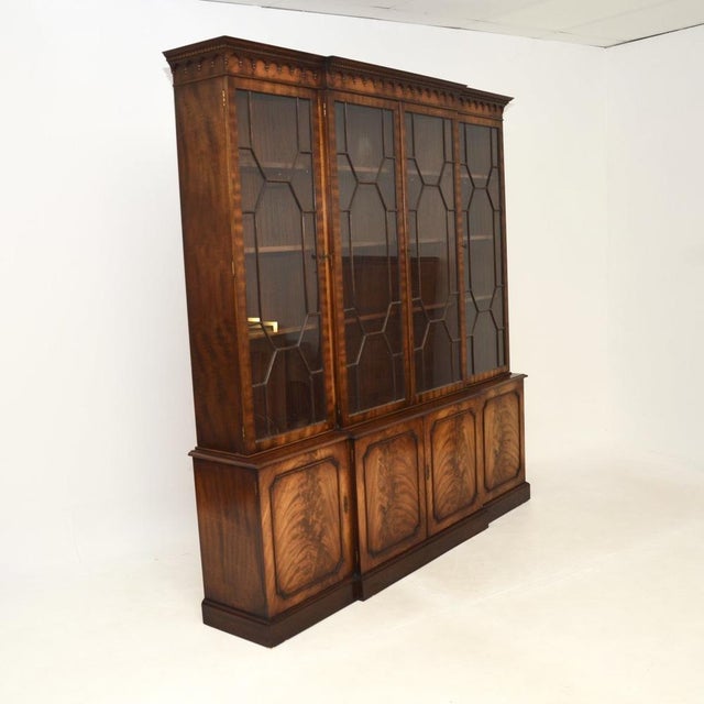1930s Antique Georgian Style Breakfront Bookcase, 1930 For Sale - Image 5 of 11