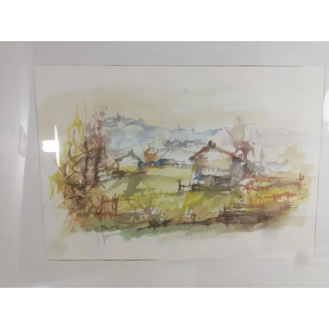 Brown Pasquale Barberis, Landscape, Watercolor, 1970s For Sale - Image 8 of 10