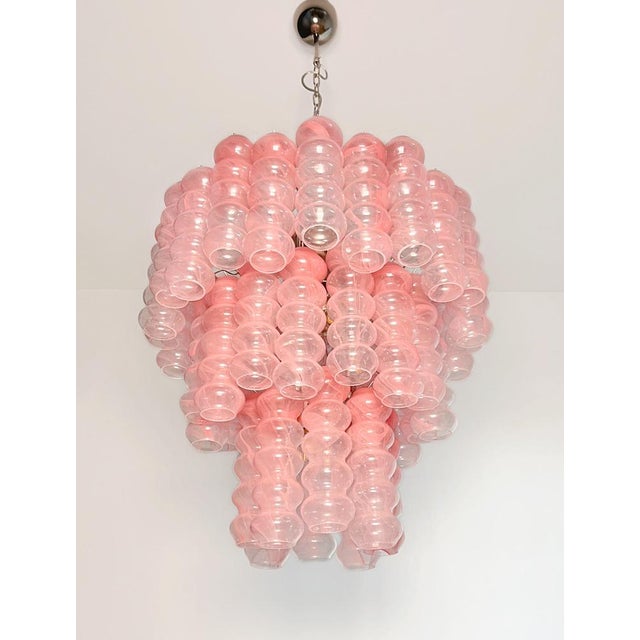Large Pink Murano Glass 3-Tier Tube Chandelier, 1990s For Sale - Image 4 of 18