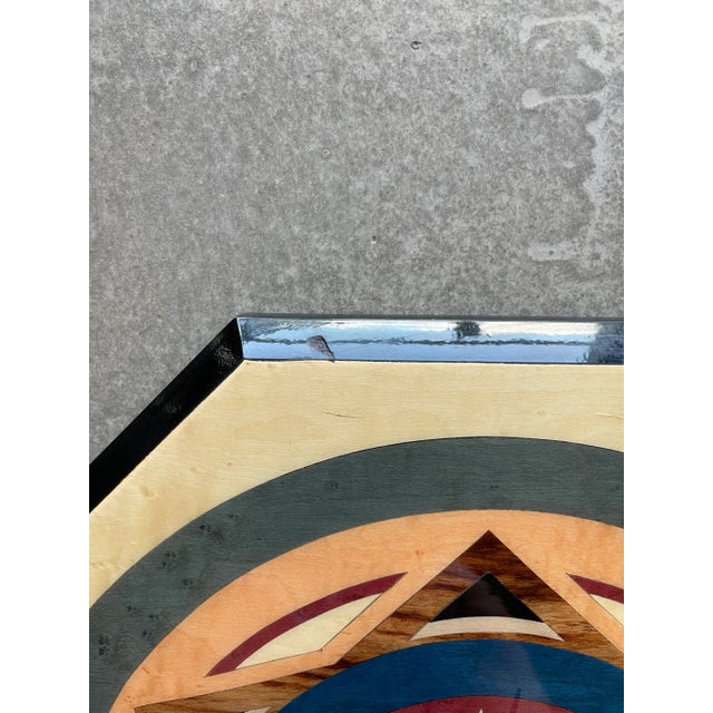 80s Valentino Italian Postmodern Inlaid Wood Marquetry Wall Clock Memphis Design Era For Sale - Image 12 of 12