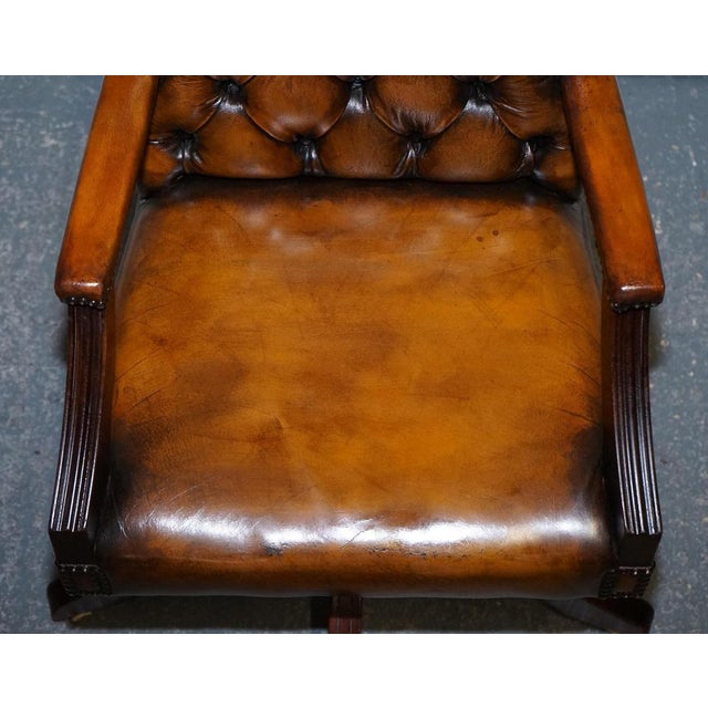 Brown Chesterfield Director's Chair in Cigar Brown Leather For Sale - Image 8 of 14