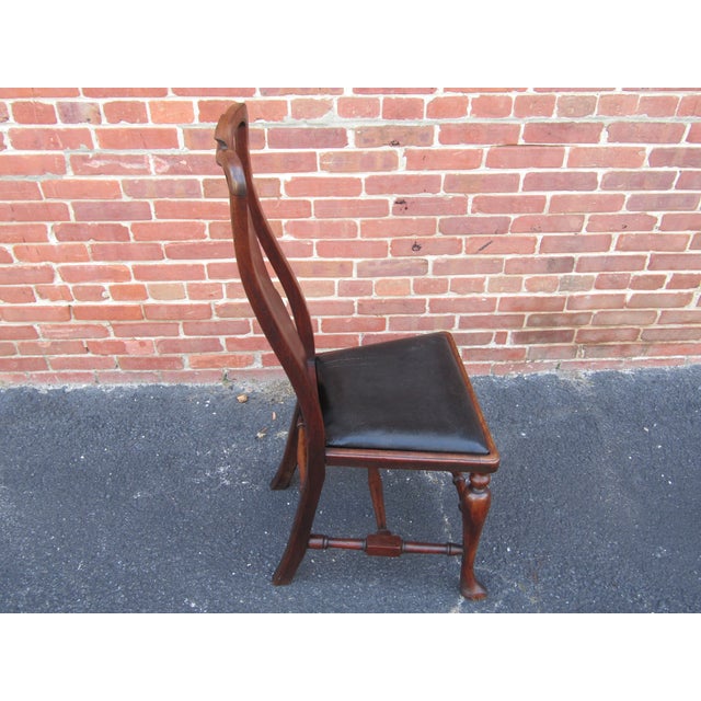 Late 19th Century Set 4 Antique English Walnut Dining Chairs 1890s For Sale - Image 5 of 9