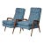 Mid Century Italian Chairs With New Teal Tweed Upholstery - Pair For Sale