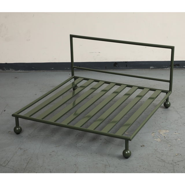 Modern Outdoor Lounge Chair With Olive Green Stainless Steel Frame For Sale - Image 14 of 17