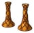 1910-1920 Japanese Awaji Pottery Candlestick Holders Rattan Bamboo Weaving - a Pair For Sale