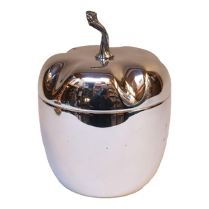 Vintage Italian Modern Silver-Plated "Pepper" Ice Bucket With Red Interior