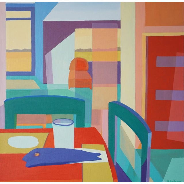 Drawings in my sketchbook inspired this work. It is a variation on the theme of an interior with a table and chairs. Here...