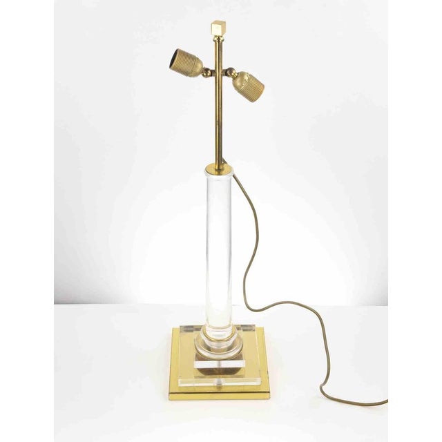 Metal Italian Brass and Acrylic Glass Table Lamp by Corinne Halna, 1970s For Sale - Image 7 of 8