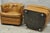 Vintage Classic Leather Chesterfield Brown Tufted Leather Barrel Club Chair Pair For Sale - Image 14 of 14