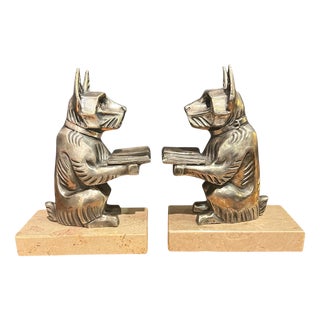 Art Deco Silver Pewter Bookends, 1930s, Set of 2 For Sale