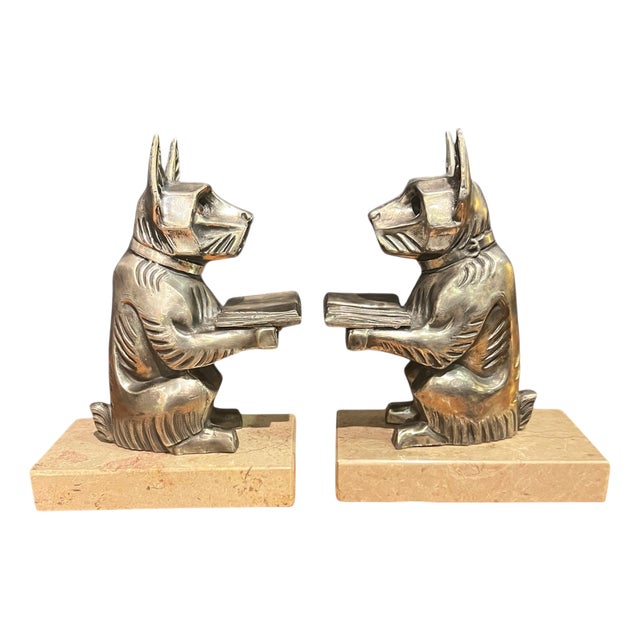 Art Deco Silver Pewter Bookends, 1930s, Set of 2 For Sale