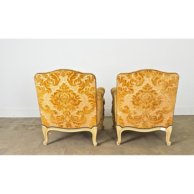 French French 19th Century Pair of Louis XV Style Bergeres For Sale - Image 3 of 14