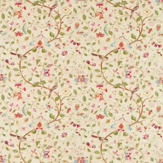 Sanderson Aril’s Garden Fabric in Olive/Mulberry For Sale