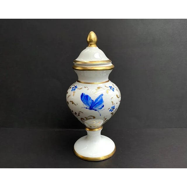 Blue Vintage Porcelain Vase Miniature with Lid, France, 1960s For Sale - Image 8 of 8