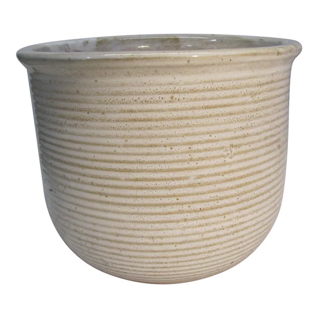 Mid 20th Century Zanesville Art Deco Stoneware Model 1006 Cream Glazed Vase For Sale