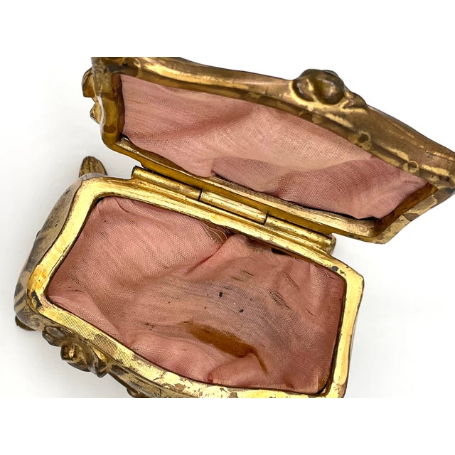 Brass 19th Century Gold Art Nouveau Brass Jewelry Trinket Box For Sale - Image 8 of 10