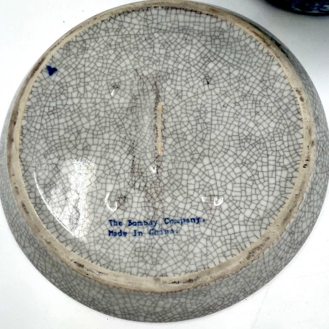 Vintage Bombay Company Blue and White Ceramic Cheese Dome For Sale - Image 9 of 9