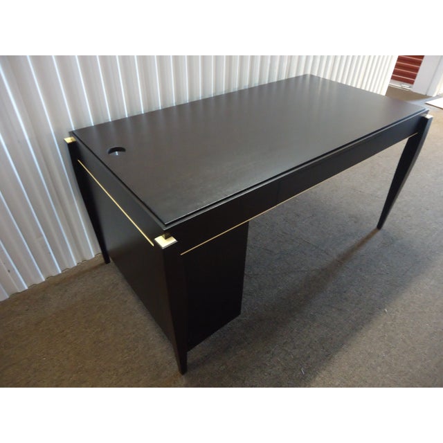 Mid-Century Modern Dark Wood Tanker Desk For Sale - Image 4 of 13