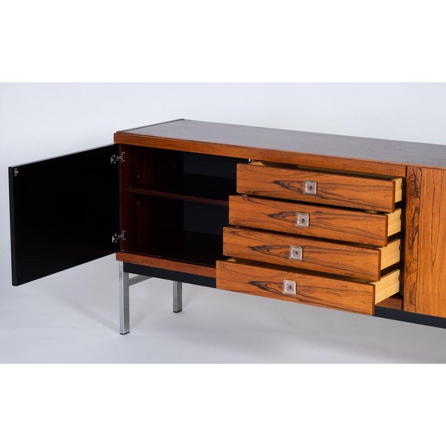 Glass Dutch Rosewood Sideboard by Fristho Franeker, 1960s For Sale - Image 7 of 16