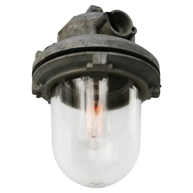 Industrial hanging lamp grey aluminum clear glass e27 / e26 bulb holders are replaced for new ce certified (220 volt) or...