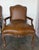 French Pair of VIntage French Louis XV Cognac Leather Fauteuils For Sale - Image 3 of 18