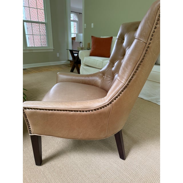 Pottery Barn Classic Leather Chair For Sale - Image 4 of 7
